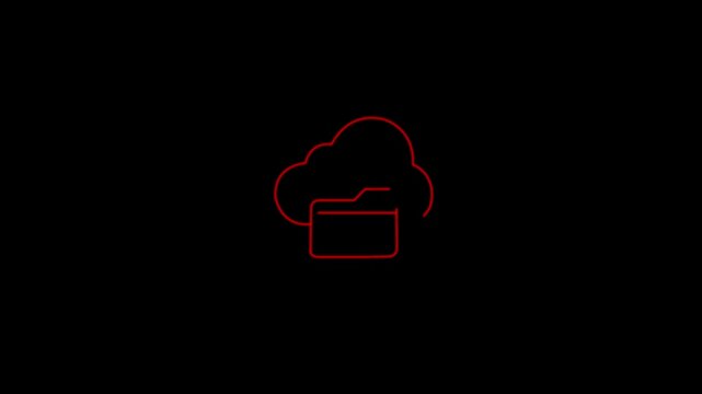 Glowing cloud storage folder with a document icon animation background. presentations needing visuals for file storage concepts.