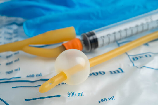 Foley catheter and urine drainage bag collect urine for disability or patient in hospital.