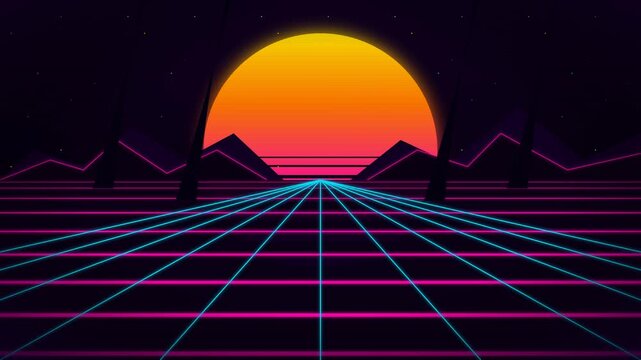 Futuristic synthwave retrowave grid neon cyberpunk retro