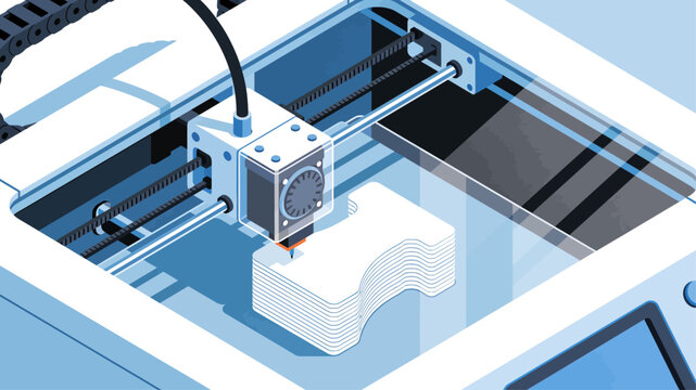 3D printer creating white plastic object.
