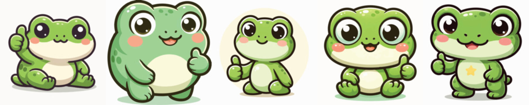 Vector of a cute cartoon frog character giving a thumbs up