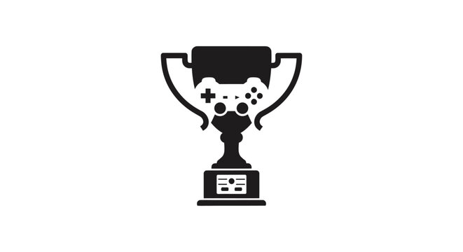 Esports Gaming Trophy with Controller Icon on Isolated White Background