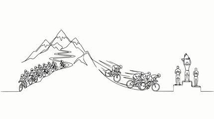 Fototapeta premium Mountain Bike Race Downhill to Victory Podium