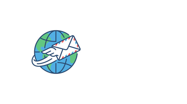 Global Message Concept with Letter Icon and Earth Globe Illustration