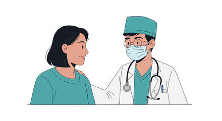 Fototapeta premium Doctor comforting patient, health care, medical consultation, wellbeing, reassurance
