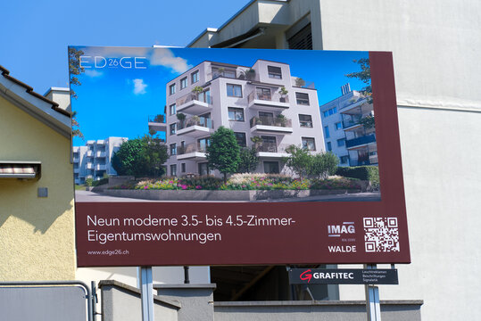 Deconstruction site with partially wrecked yellow apartment building at Swiss city of Z&uuml;rich. Photo taken June 24th, 2026, Zurich Seebach, Switzerland.