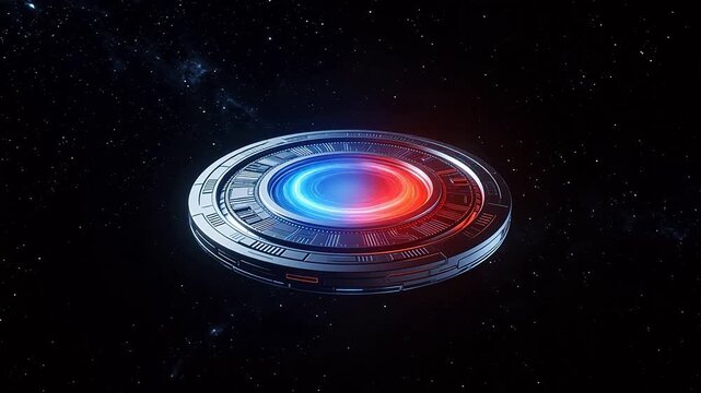 Futuristic space portal in starry sky