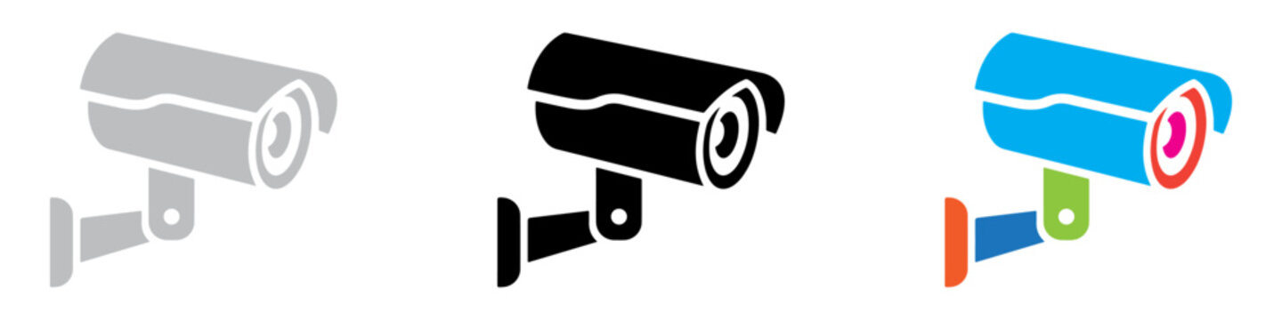 CCTV camera icon, logo vector illustration. PNG. Editable stroke. Security CCTV Camera Icons Set in Monochrome and Vibrant Color. 