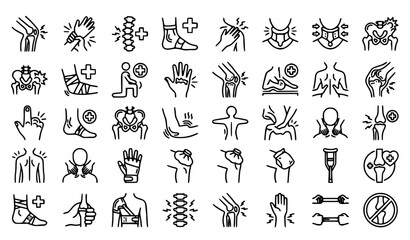 Fototapeta premium Joint Pain and Arthritis Symptoms Icon Pack Orthopedic Healthcare Vector Set