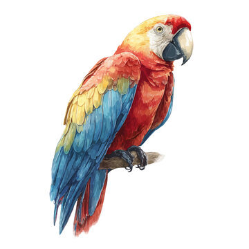 Parrot, watercolor illustration isolated on white background