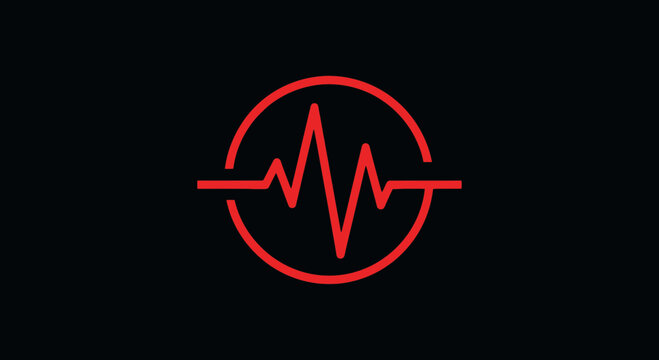 Red Pulse Waveform Graphic in Circle Suggests Life, Vitality, and Monitoring of Health.