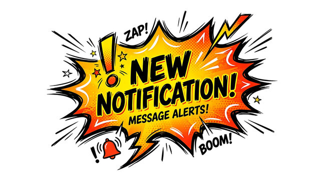 Notification message alerts pop up in comic panel frame.