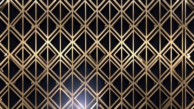 Elegant art deco symmetry with metallic gold geometric lines. Luxurious art deco geometric design featuring symmetrical metallic gold lines on a sophisticated background