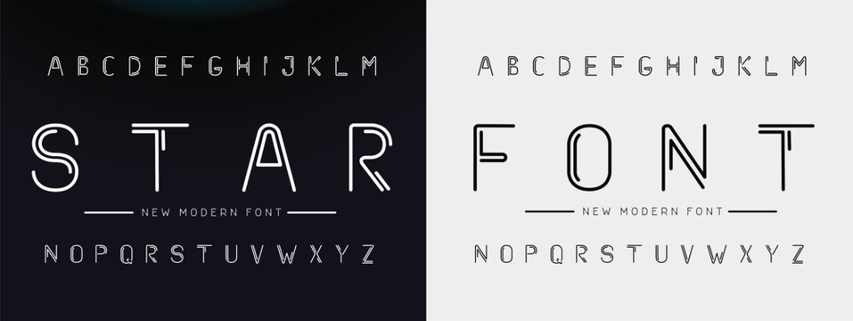 STAR abstract sports logo alphabet fonts. Typography minimalist urban sana serif digital fashion future creative logos fonts. vector illustration