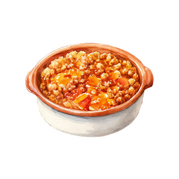 Apple Crumble, watercolor clipart isolated on white background