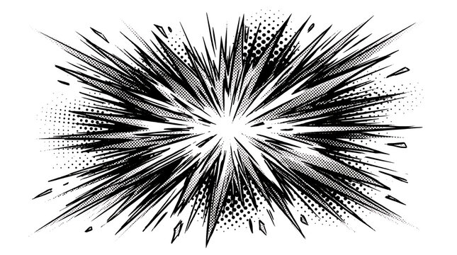 Comic book style shockwave effect with rays and dots explodes outward