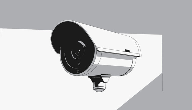 Security camera with black lens.