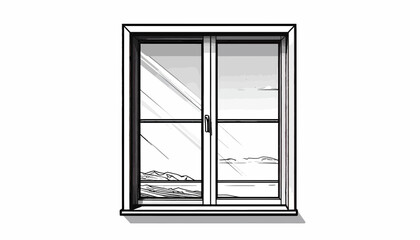 Obraz premium A closed glass sliding window.