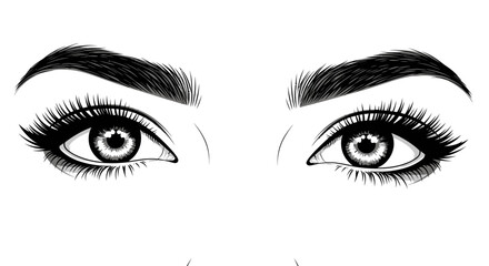 Fototapeta premium Close up of detailed human eyes with long eyelashes and defined eyebrows