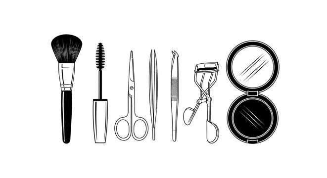 Cosmetic tools collection makeup application beauty instruments