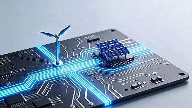 Circuit board with wind and solar models