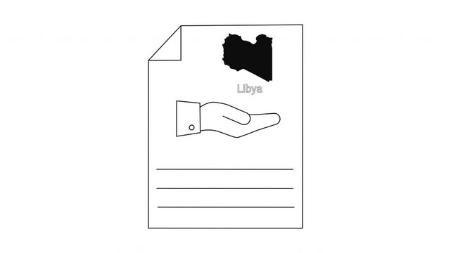 Libya Map Hand Document Aid Assistance Concept.