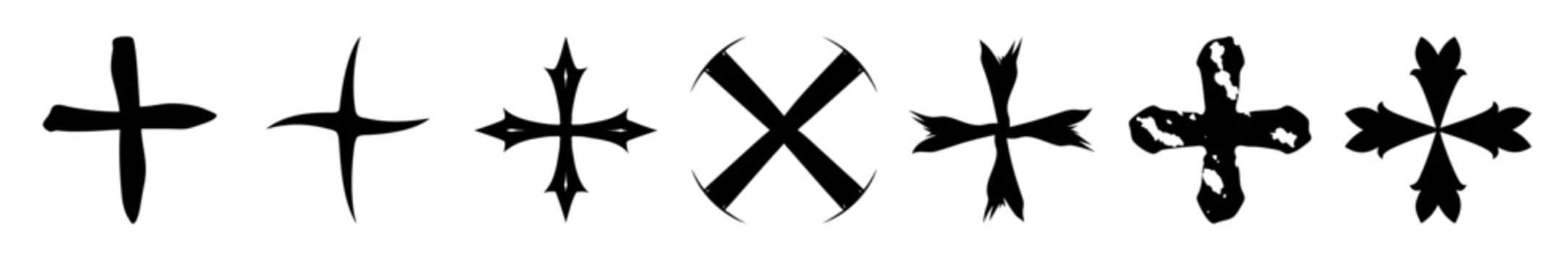 Simple plus and minus math symbols set - Clean and modern vector icons showing plus and minus signs with different styles for math or design use.