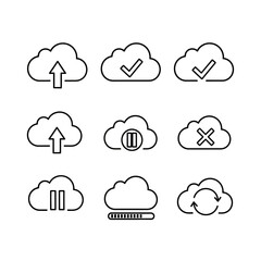 Fototapeta premium Cloud icons with various symbols.