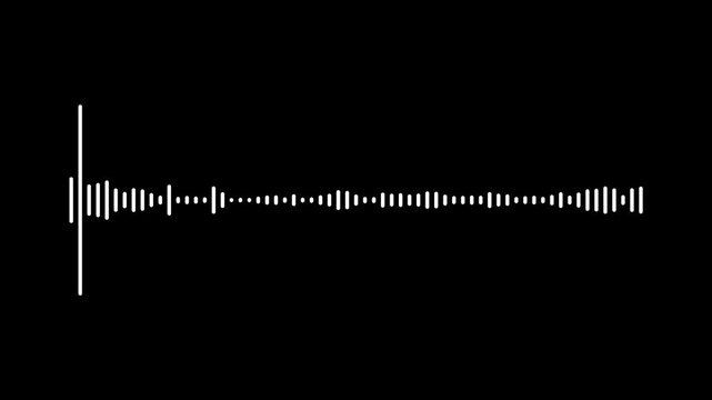 Sound spectrum animation featuring flowing waveform frequencies and responsive digital equalizer movement on black screen background for 4k video.