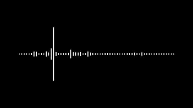 Audio waveform animation featuring pulsating frequency lines and smooth equalizer movement isolated on black screen for streaming graphics and broadcast applications in 4k video.