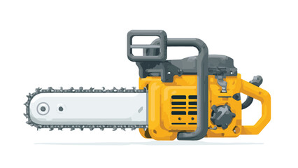 Naklejka premium Powerful Yellow Chainsaw with Sharp Blade for Cutting Wood.