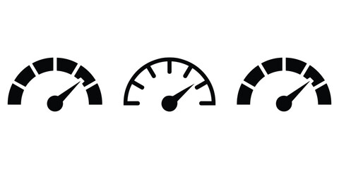 Speedometer icon set representing performance car tachometer gauge measurements for dashboard app, vector collection © Shamsun