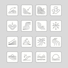 Fototapeta premium Geological Processes Icons