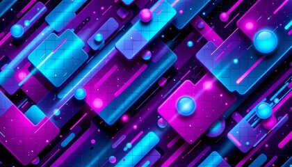 Obraz premium Futuristic Neon Digital Mosaic with Vibrant Color Contrasts