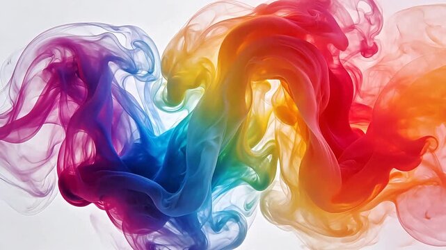 Colorful smoke swirls on white background