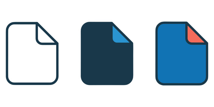 Blank document icon, representing new file or paper for notes and information, vector collection