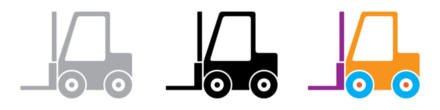 Forklift  icon, logo vector illustration. PNG. Editable stroke. Forklift Truck Icons Set in Monochrome Silhouette