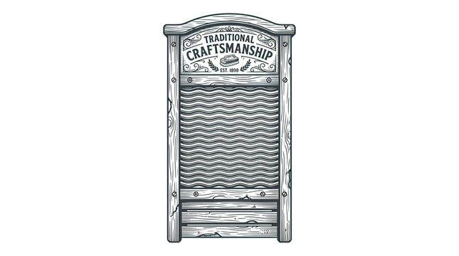 Vintage Wooden Washboard with Traditional Craftsmanship Text