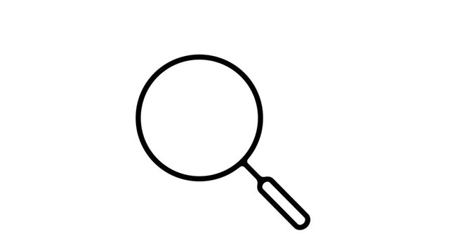 Magnifying glass, loupe, search and find, graphic animation. Alpha channel. Transparent background motion design. 4K resolution