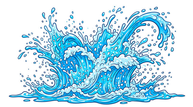 A large dreamy wave crashes powerfully on shore with spray