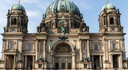 Fototapeta premium Grand historic domed building with ornate facade and twin towers