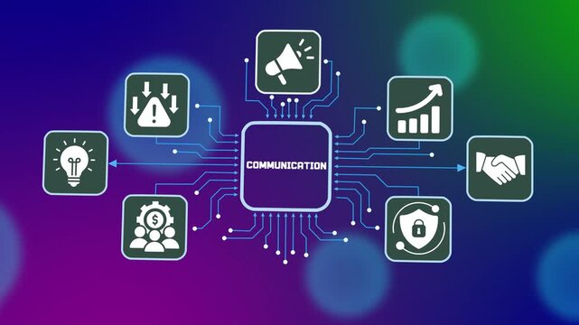 Communication technology concept with connected business networks, enterprise collaboration systems and streamlined information exchange.