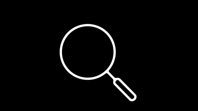 Magnifying glass, loupe, search and find, graphic animation. Alpha channel. Transparent background motion design. 4K resolution