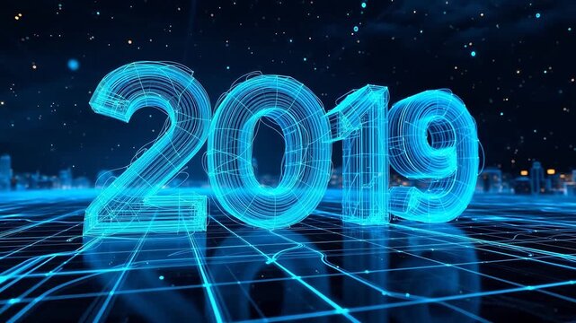2019 digital numbers on grid