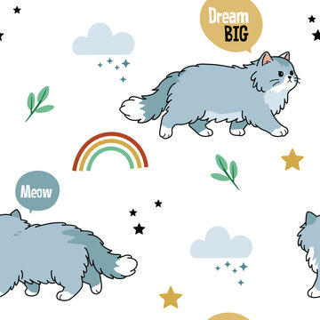 Cartoon Kitten Print for Kids Apparel and Nursery Decor