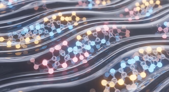 Abstract colorful hexagons in flowing waves
