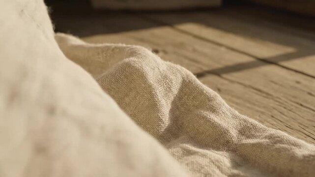 Beige linen textile texture.