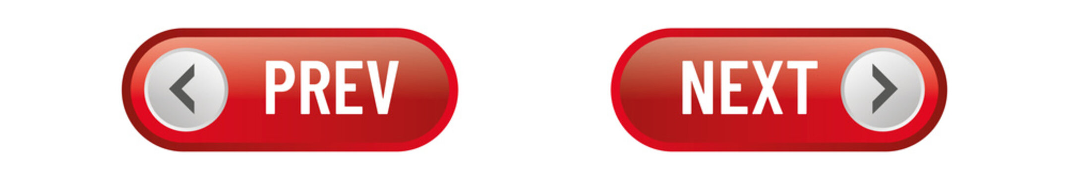 Modern Red Previous and Next Navigation Buttons User Interface Icons Set