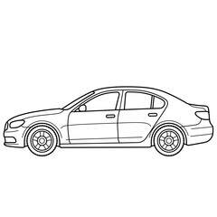 Naklejka premium sedan car line art vector illustration side view