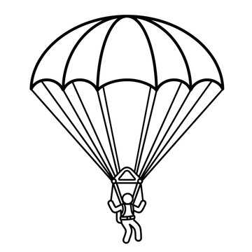 parachute skydiver line art vector illustration